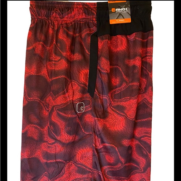 And 1 Red/Grey/Black Men’s Basketball Shorts Sz L Inseam 11” Drawstring NWT - Picture 1 of 9